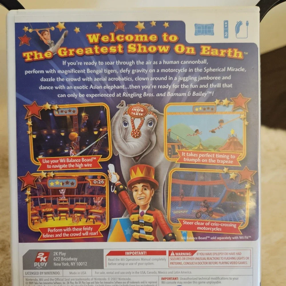 Ringling Bros Barnum & Bailey Circus Nintendo Wii 2009 CIB Complete - Tested